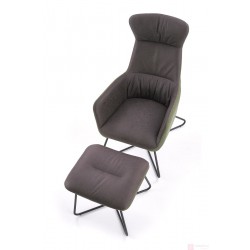 Фото1.Кресло с пуфиком TINTO Серый / Зеленый 65/83/107 Halmar